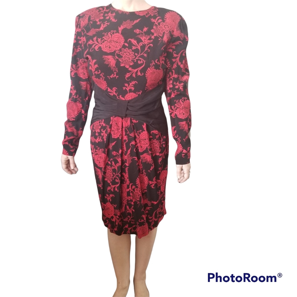 (S) Kristy Allan Jane Singer Vintage Dress Black Tie Floral Gothic Victorian